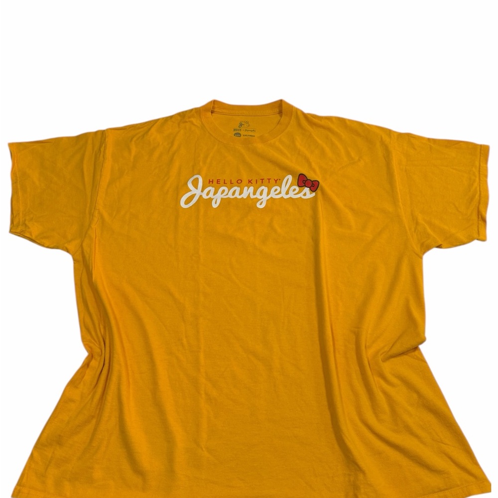 Hello Kitty Japangeles Yellow T-Shirt 100% Cotton Size XXL Graphic Tee